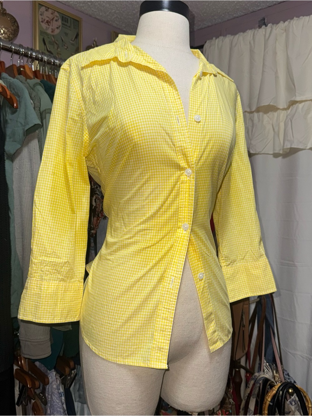 GAP Yellow Gingham Button-Front Shirt